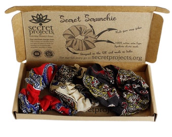Adult Scrunchies - 3 in pack - Gift Box - Hair Tie - Present - Hair Accessory - Made in India to Economically Empower it Maker