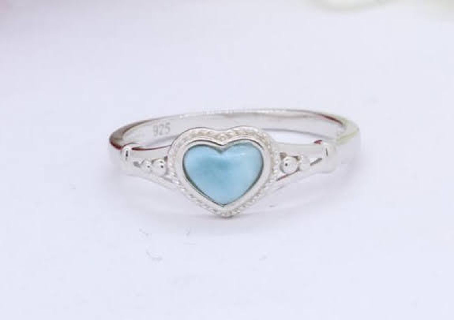 Turquoise Gemstone Heart Shape Ring 925 Sterling Silver Ring Etsy