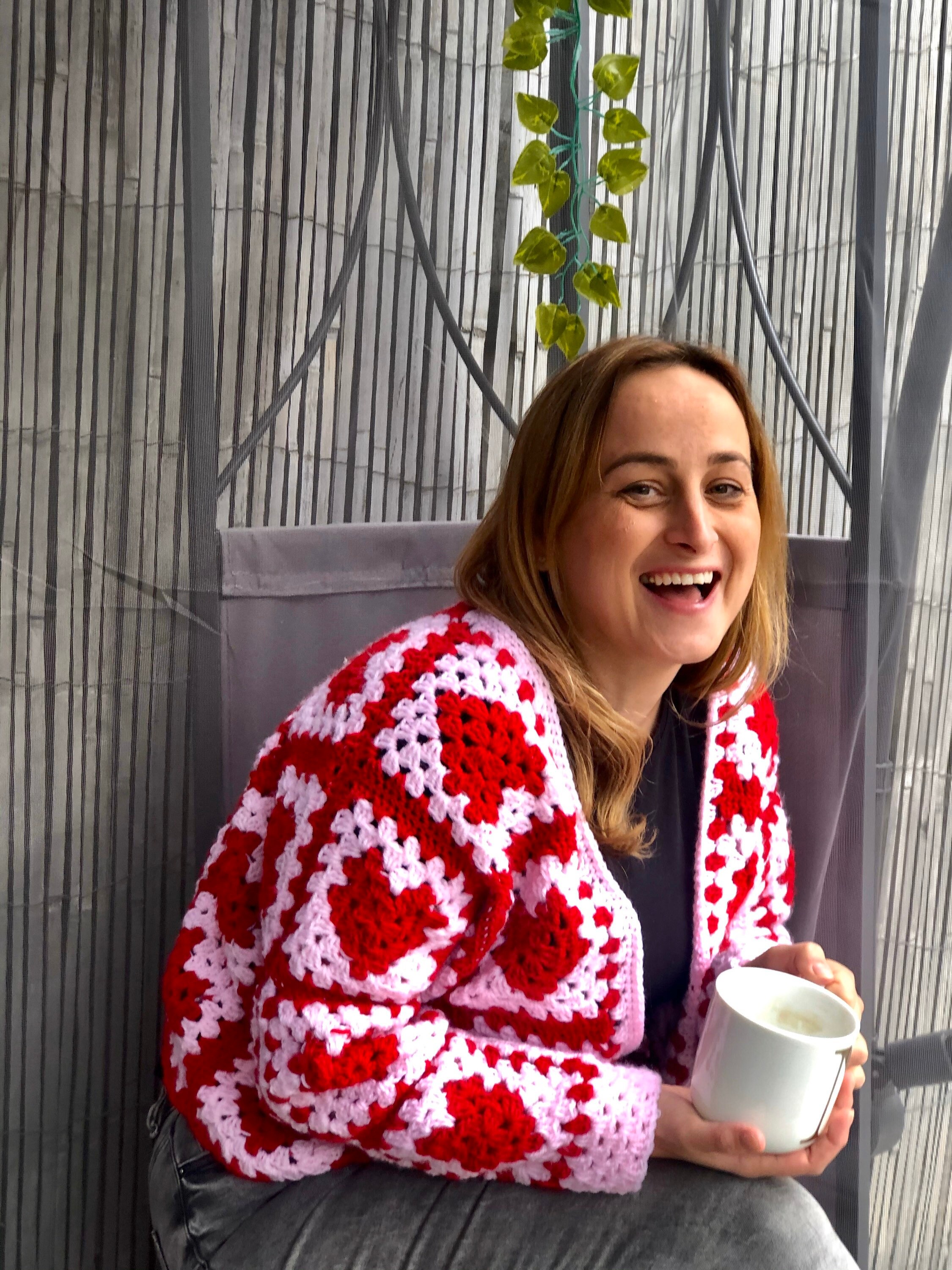 Crochet Cardigan/heart Sweater/valentines Day/oversized - Etsy