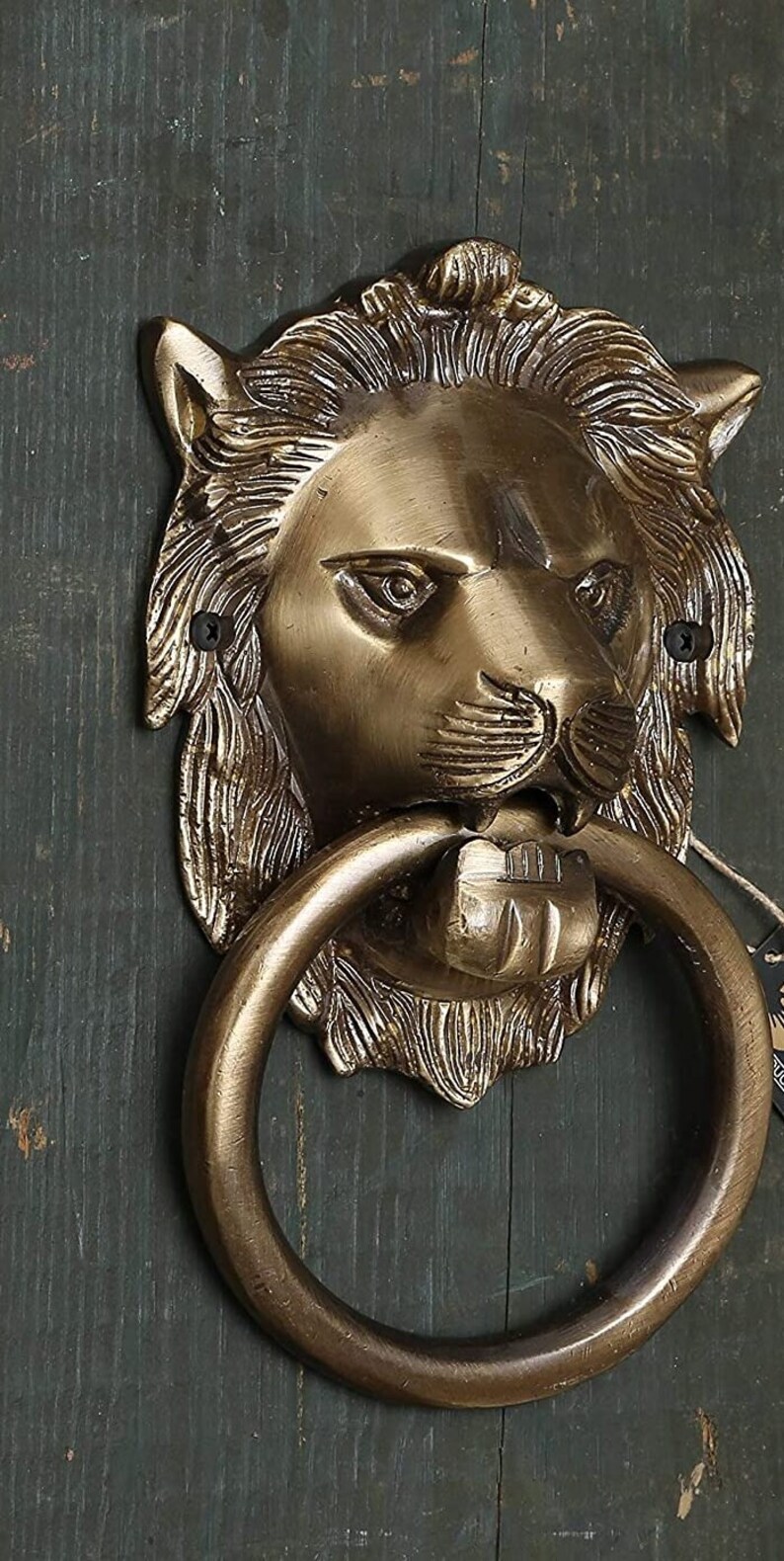 Vintage Solid Brass Lion Head Door Knocker Majestic Shiny Etsy
