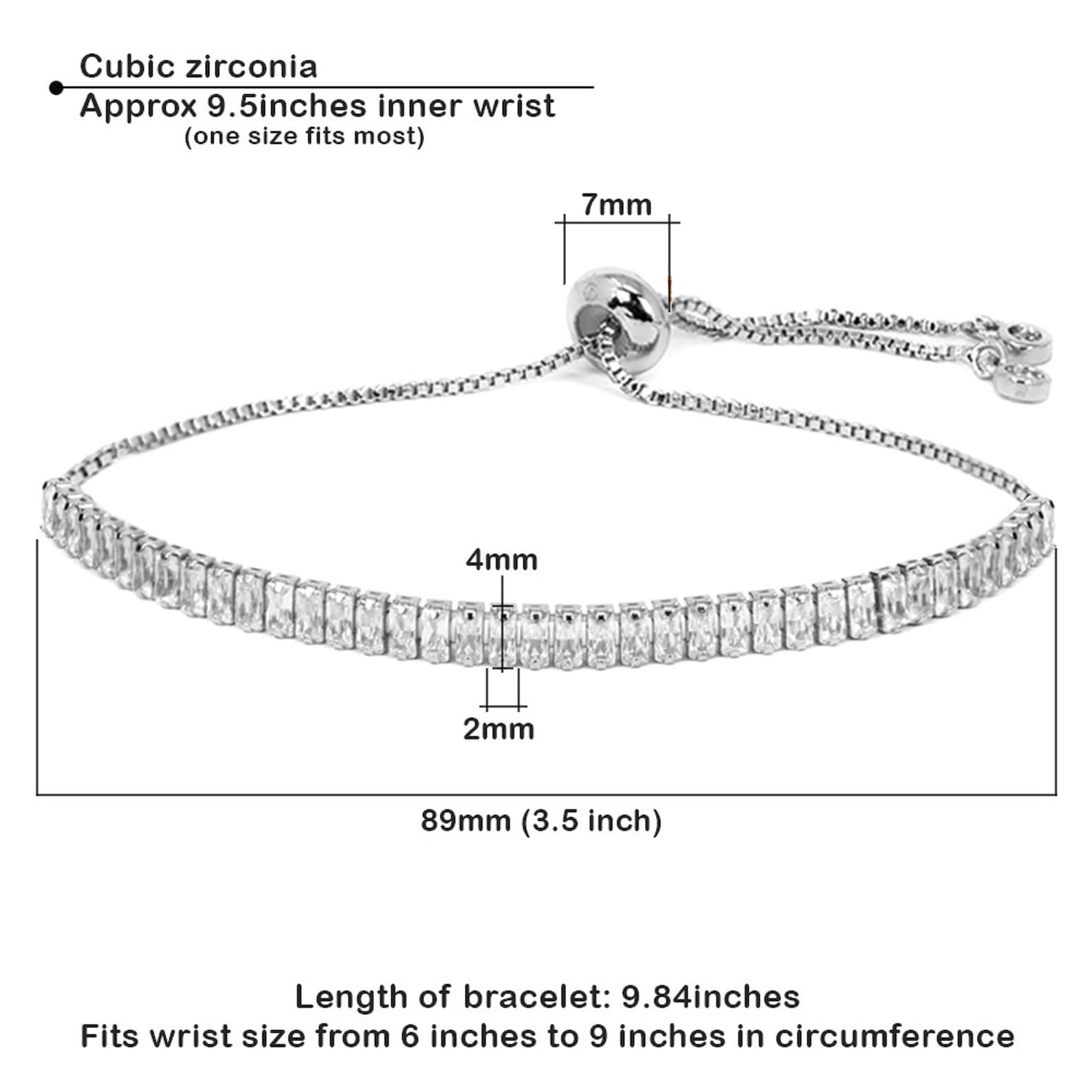 4mm Cubic Zirconia Adjustable Bracelet Clear Stone Cubic Etsy