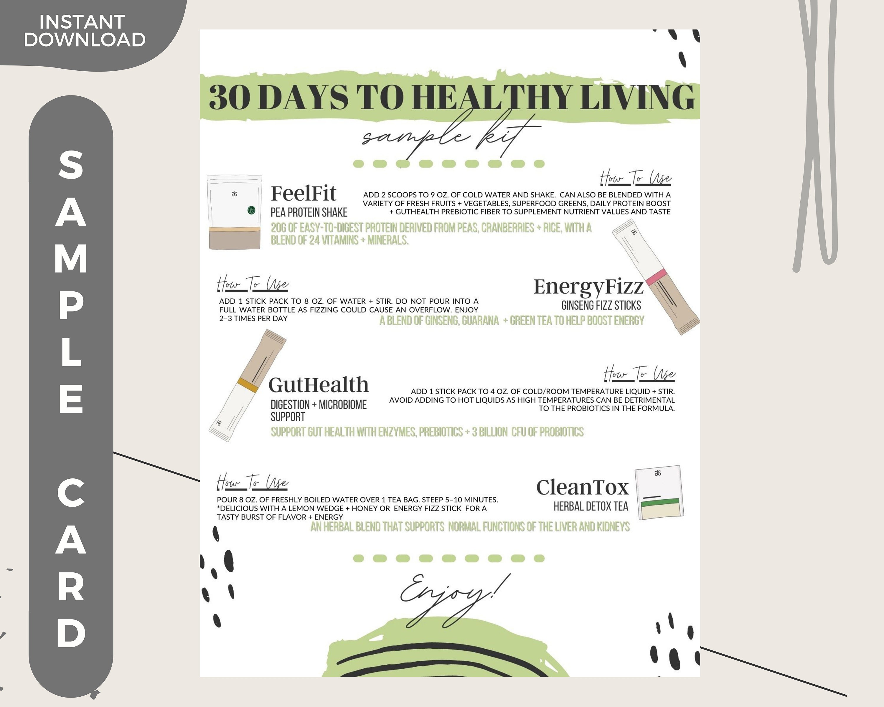 Arbonne 30 Days to Healthy Living Sample Card Digital | Etsy