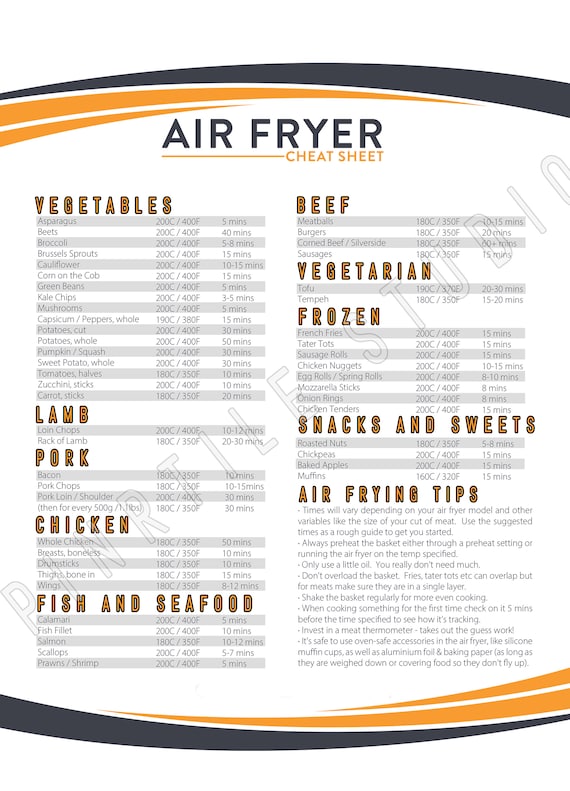 Air Fryer Cook Times Chart - Printable Cheat Sheet (2023) - Cook At Home Mom