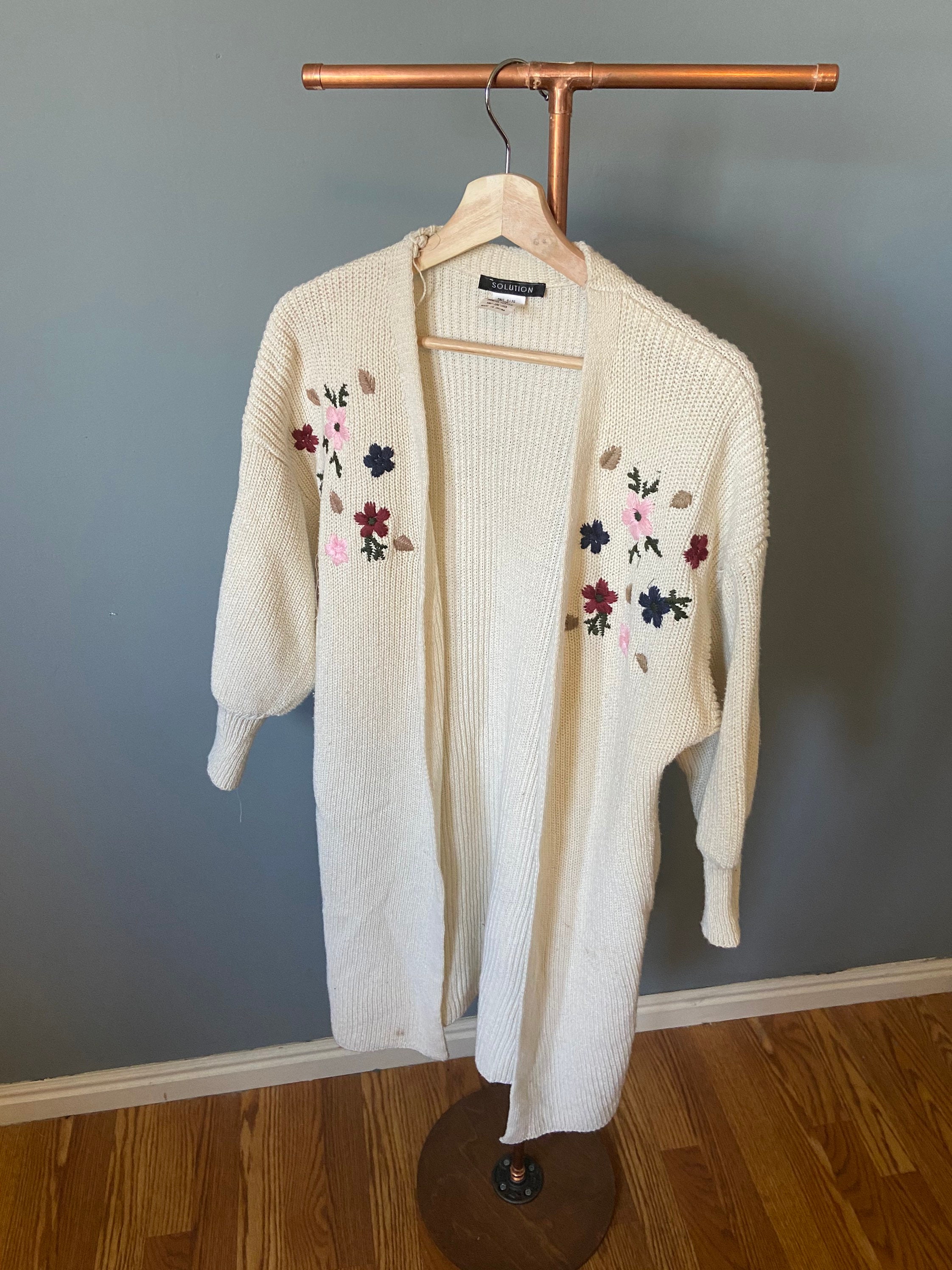 embroidered duster cardigan