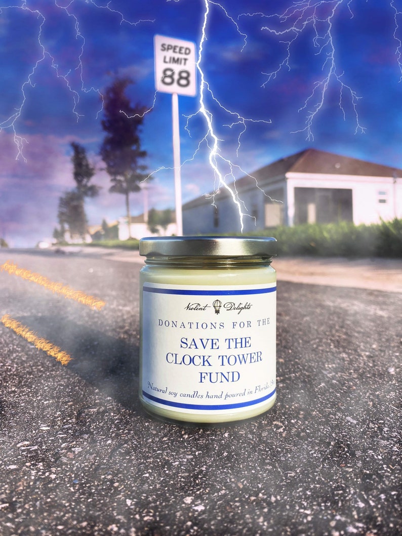 Back To The Future 35th Anniversary 9oz Soy Candle Save The Clock Tower