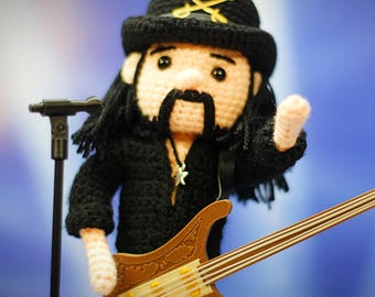 Lemmy Crochet Amigurumi Doll  - Motörhead - One of a Kind Handmade Fanart Rock n' Roll Action Figure