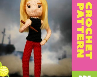 PATTERN for Buffy Inspired Crochet Amigurumi Doll - Pattern Only - ENGLISH - US Terms - Vampire Slayer - 90s tv Show