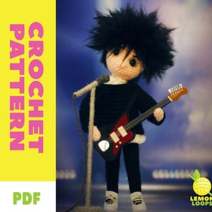 PATRÓN para Muñeca Amigurumi de Crochet Inspirada en Robert Smith - Solo Patrón - INGLÉS - Términos de EE. UU. - The Cure - New Wave de los 80 y 90