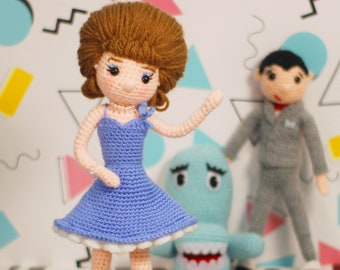 Miss Yvonne Inspired Crochet Amigurumi Doll - Pee-wee's Playhouse - One of a Kind Handmade Action Figure