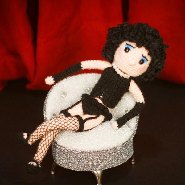 Frank N Furter inspired Crochet Amigurumi Doll - Rocky Horror Picture Show - One of a Kind handmade - Cult Classic - Frankenfurter