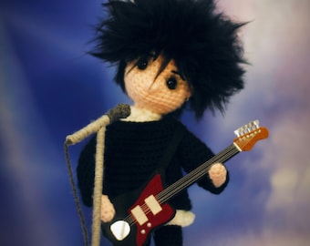 Robert Smith inspired Crochet Amigurumi Doll - Handmade One of a Kind Fan Art - The Cure - Alternative New Wave 80s 90s