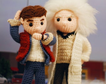 Marty McFly & Doc Brown inspired Crochet Amigurumi Doll - Back to the Future - One of a Kind handmade - 80s movies