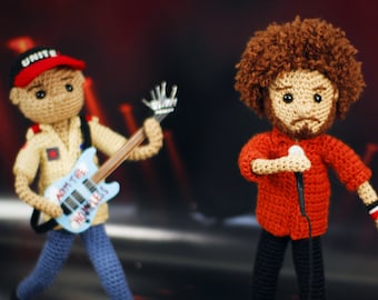 Op Rage Against the Machine geïnspireerde gehaakte amigurumi-poppen - Tom Morello Zack De La Rocha - RATM - unieke muziekactiefiguur