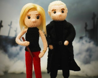 Buffy the Vampire Slayer & Spike inspired Crochet Amigurumi Doll - Handmade One of a Kind Action Figure - 90s tv cult classic