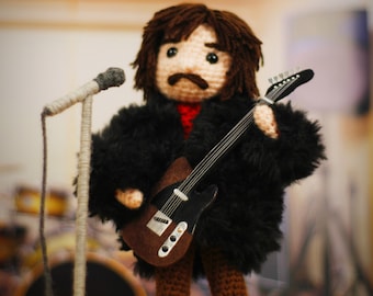 George Harrison Inspired Crochet Amigurumi Doll - The Beatles - Guitarist - One of a Kind Music Action Figure