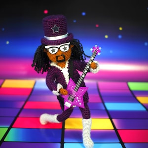 Bootsy Collins inspired Crochet Amigurumi Doll - Parliament-Funkadelic - Handmade One of a Kind Fan Art
