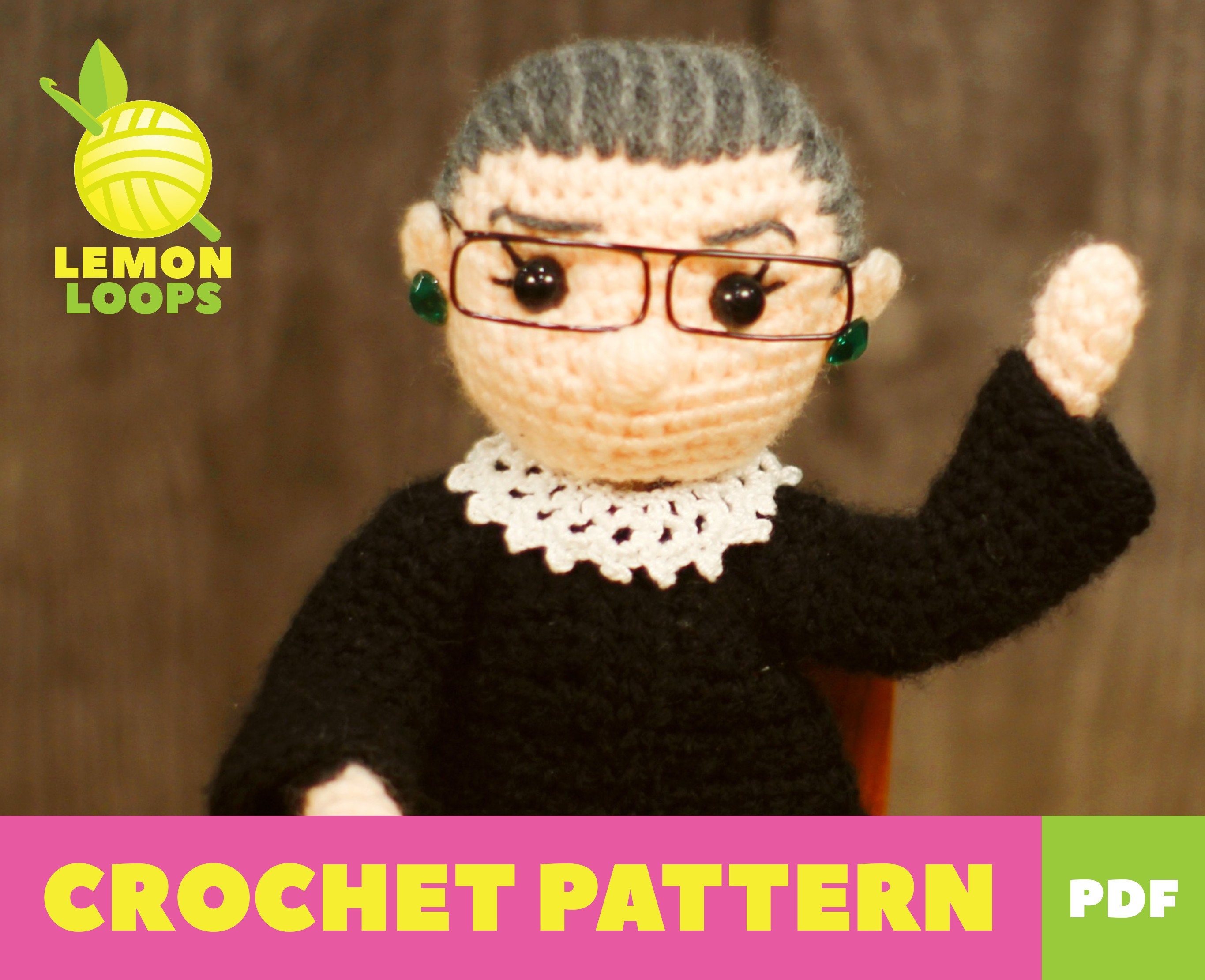 Ruth bader ginsburg crochet doll shop pattern