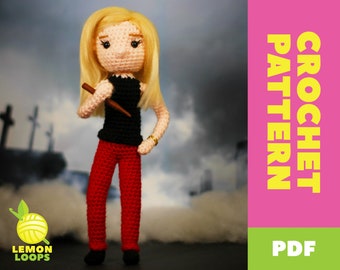 PATTERN for Buffy Inspired Crochet Amigurumi Doll - Pattern Only - ENGLISH - US Terms - Vampire Slayer - 90s tv Show