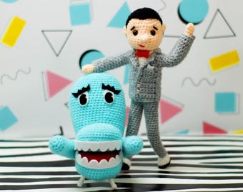 Pee-wee Inspired Crochet Amigurumi Doll - One of a Kind Handmade Action Figure