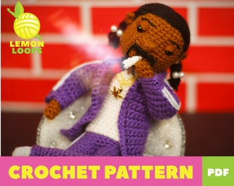 PATTERN for Snoop Dogg inspired Crochet Amigurumi Doll - Pattern Only - ENGLISH - US Terms