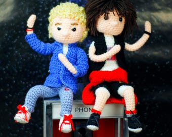 Bill & Ted inspired Crochet Amigurumi Dolls - Handmade One of a Kind Action Figures - Excellent Adventure