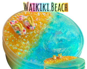 Waikiki Beach - Crunchy Bingsu Bead Slime - 8oz/250g - Scented - Charms - Extras - UK SELLER