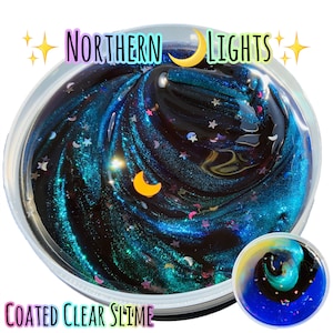 Northern Lights - 3 Tone Multi-Chrome Pigmented Coated Clear Slime - 250g/8oz - Unscented - Glitters - 10ml Activator - UK Seller