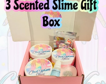 3 Slime Mini Gift Box - Scented Slimes - Glitters - Charms - Extras - UK SELLER
