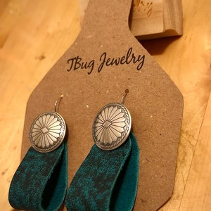 Leather hoop western earrings in a variety of colors.