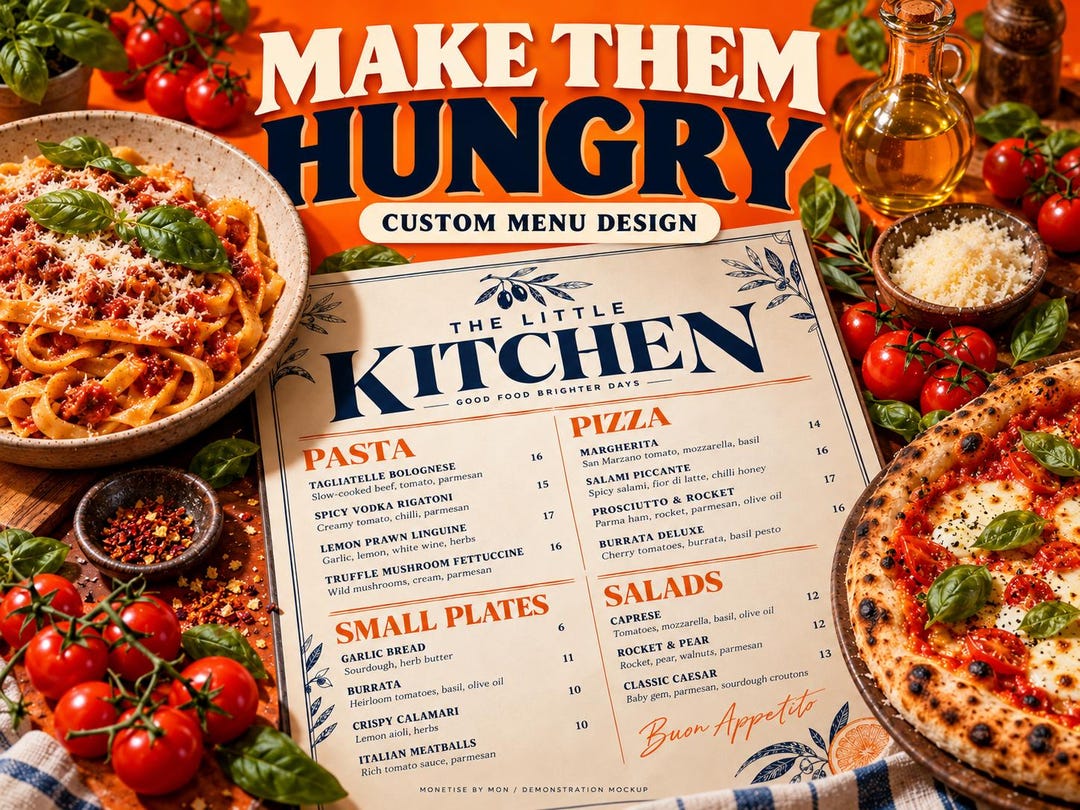 Custom Restaurant Menu Design, One Page Cafe Price List PDF and JPG - Etsy