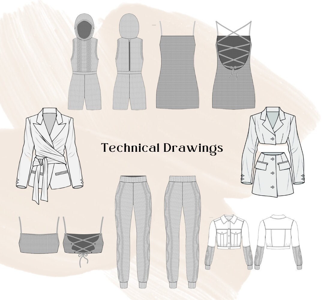 Fashion Technical Drawing - Flat Sketch Blouse
