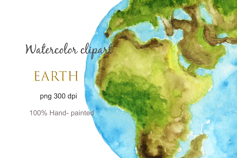 Earth day clipart Watercolor clipart Watercolor Globes for Greeting card. Planet Clipart