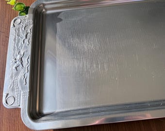 Mid Century Equestrian Decorative Tray with Horse and Hound Handles