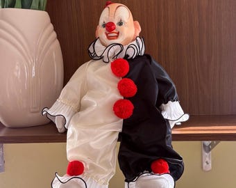 Bozo the Clown Doll, Porcelain Musical Wind Up Figurine, Creepy, Haunted, Oddity Curiosity Horror