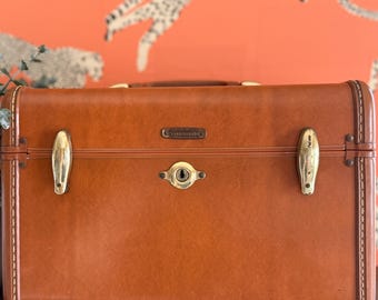 Vintage Train Case, Samsonite Complete 1950s Travel Suitcase, Mid Century Modern Makeup Storage
