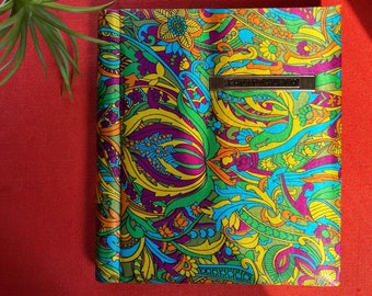 Vintage Wedding Photo Album, 1960s Groovy Retro Psychedelic Print Scrapbook