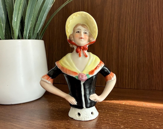 1920s Porcelain Half Doll, Pincushion Girl