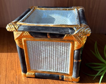 Vintage Italian Ceramic Ashtray and Stash Box, Decorative Storage Catchall