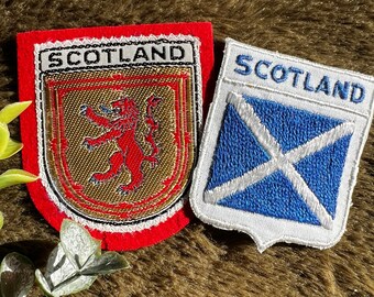 Vintage Travel Patches, Scotland Souvenir Woven Sew On Sampson Badges, Scottish Crest