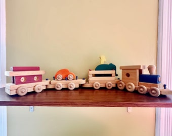 Hand Crafted Wooden Toy Train Set, The Woodsman Toys California, Made in USA