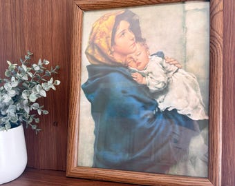 Vintage Framed Virgin Mary print depicting the Madonnina, "Madonna of the Streets"