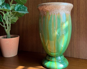 1970s Ceramic Drip Glaze Pottery Vase