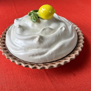 Pie Plate Keeper, Vintage Lemon Meringue, Fruit Kitchen Decor, Oven to Tableware for Retro Kitchen Counter Decor, Gift for Baker