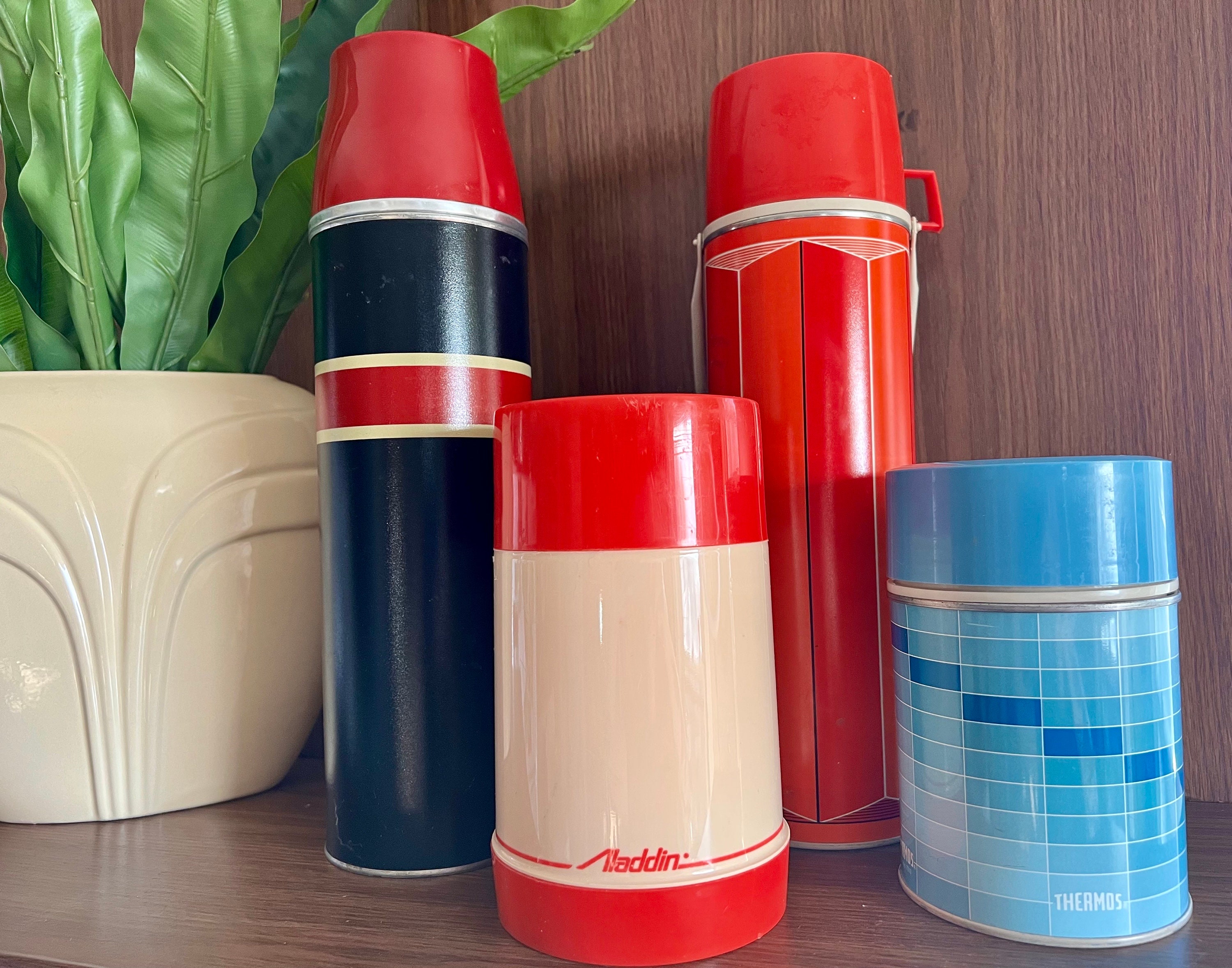 Aladdin Red and Black Plaid Thermos  Vintage Vacuum Flask – Vintage Liminal