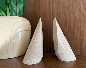 Vintage Postmodern Minimalist Marble Bookends Set