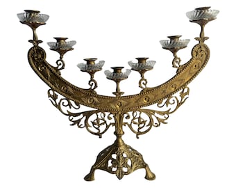 Antique Brass Candelabra: Catholic Taper Candle Holders, Ornate Victorian Gothic Decor