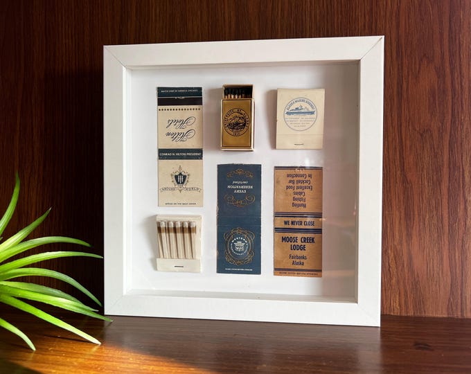 Framed Vintage Alaska Matchbook Collage