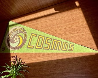 Cosmos Pennant Flag, Vintage NY New York Soccer Felt Banner, Man Cave Wall Decor