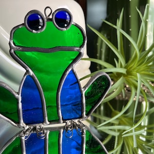Vintage Frog Gift Suncatcher Stained Glass Cottagecore Home Decor 