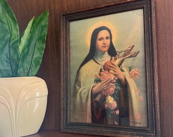 Antique St Therese of Lisieux Lithograph Portrait